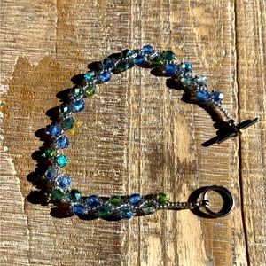 Blue and Green Beaded Bracelet